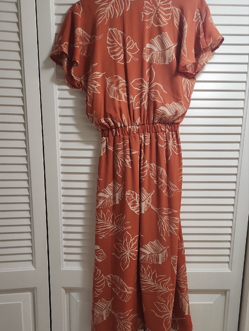 Sienna Sky Rust Floral Midi Dress with Cream Leaf Print - Picture 2 of 4
